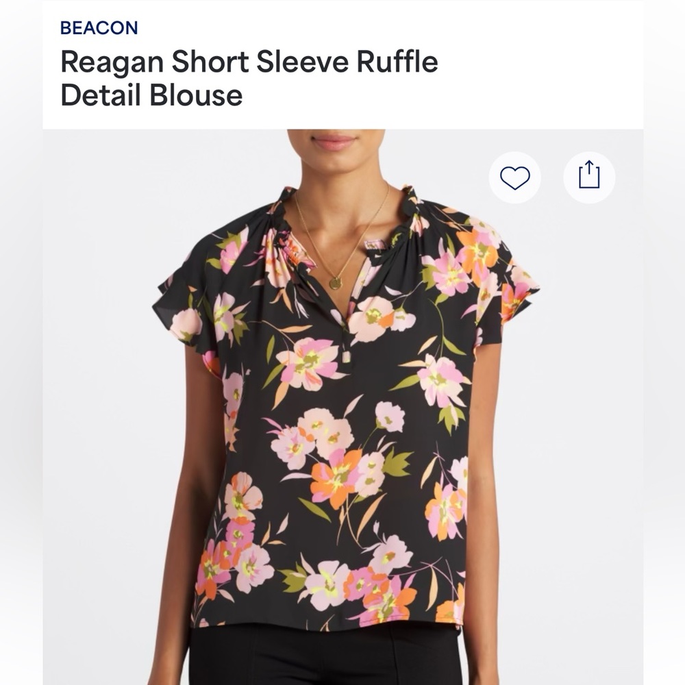 BEACON
Reagan Short Sleeve Ruffle Detail Blouse
